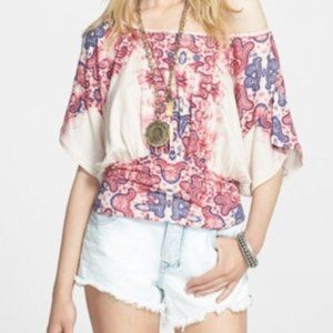 Free People tea combo off shoulder top M NWT rayon linen